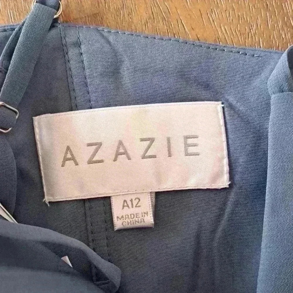 Azazie Emerald A-Line Ruffled Chiffon Floor-Length Dress -Twilight - Size: A12 - Picture 10 of 11